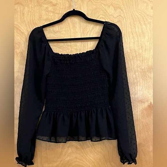 Moa Moa Sheer Smocked Blouse L - Picture 3 of 5